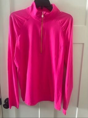 Lilly Pulitzer Neon Pink Half-Zip Long Sleeve Top
